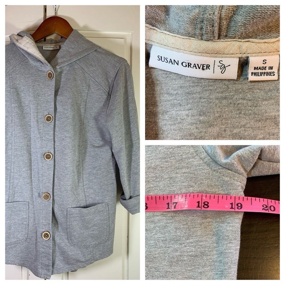 Susan Graver Hoodie Sweatshirt Jacket Womens Small Cozy Pockets‎ Basic Cabincore